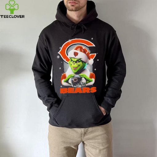 Grinch Hat Santa Chicago Bears Helmet Logo Merry Christmas Shirt