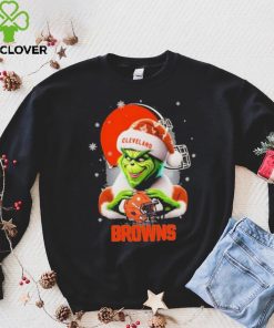 Grinch Hat Santa Cleverland Browns Helmet Logo Merry Christmas Shirt
