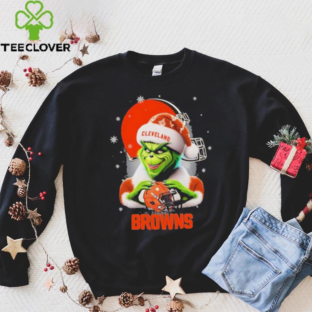 Grinch Hat Santa Cleverland Browns Helmet Logo Merry Christmas Shirt Grinch Hat Santa Cleverland Browns Helmet Logo Merry Christmas Shirt