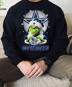 Grinch Hat Santa Dallas Cowboys Helmet Logo Merry Christmas Shirt