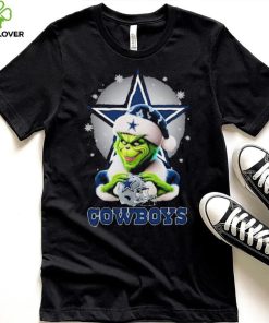 Grinch Hat Santa Dallas Cowboys Helmet Logo Merry Christmas Shirt