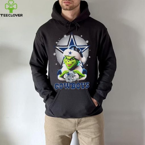 Grinch Hat Santa Dallas Cowboys Helmet Logo Merry Christmas Shirt