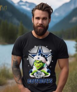 Grinch Hat Santa Dallas Cowboys Helmet Logo Merry Christmas Shirt