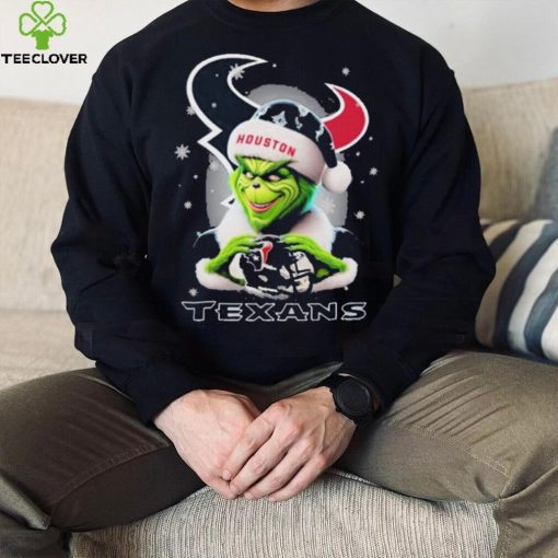 Grinch Hat Santa Houston Texans Helmet Logo Merry Christmas Shirt