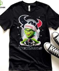 Grinch Hat Santa Houston Texans Helmet Logo Merry Christmas Shirt