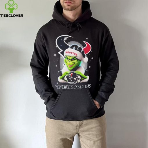 Grinch Hat Santa Houston Texans Helmet Logo Merry Christmas Shirt