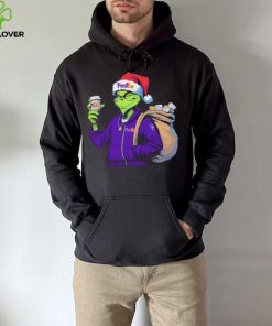 Grinch Hat Santa Hug Coffee FedEx Logo Christmas Shirt