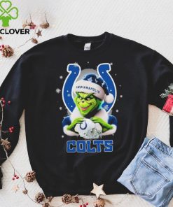 Grinch Hat Santa Indianapolis Colts Helmet Logo Merry Christmas Shirt