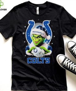 Grinch Hat Santa Indianapolis Colts Helmet Logo Merry Christmas Shirt