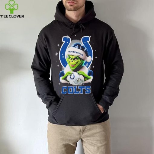 Grinch Hat Santa Indianapolis Colts Helmet Logo Merry Christmas Shirt