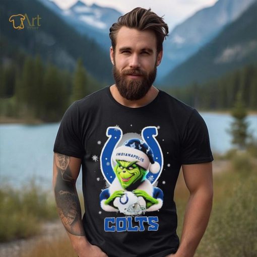 Grinch Hat Santa Indianapolis Colts Helmet Logo Merry Christmas Shirt