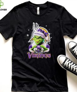 Grinch Hat Santa Minnesota Vikings Helmet Logo Merry Christmas Shirt