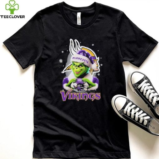 Grinch Hat Santa Minnesota Vikings Helmet Logo Merry Christmas Shirt
