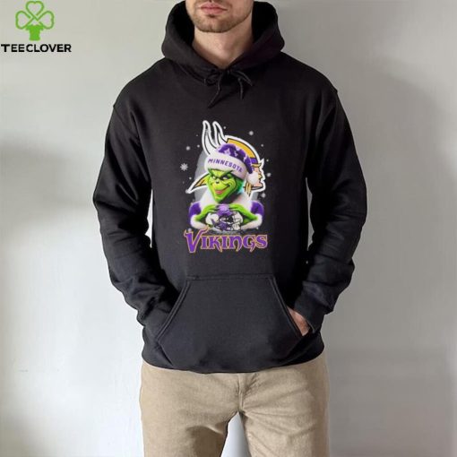 Grinch Hat Santa Minnesota Vikings Helmet Logo Merry Christmas Shirt