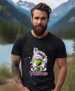 Grinch Hat Santa Minnesota Vikings Helmet Logo Merry Christmas Shirt