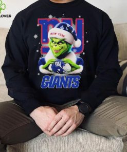 Grinch Hat Santa New York Giants Helmet Logo Merry Christmas Shirt
