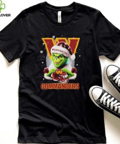Grinch Hat Santa Washington Commanders Helmet Logo Merry Christmas Shirt