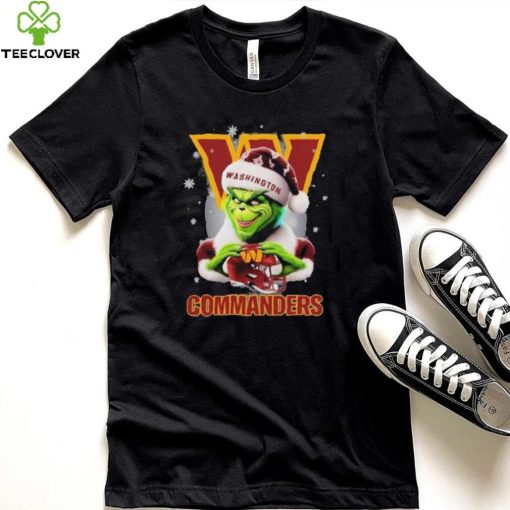 Grinch Hat Santa Washington Commanders Helmet Logo Merry Christmas Shirt
