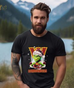 Grinch Hat Santa Washington Commanders Helmet Logo Merry Christmas Shirt