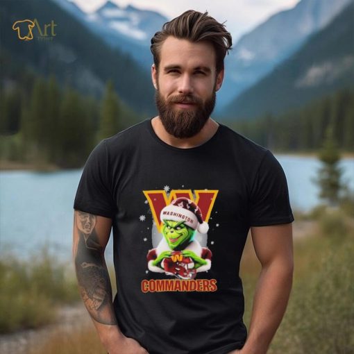 Grinch Hat Santa Washington Commanders Helmet Logo Merry Christmas Shirt
