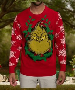 Grinch Head Wreath Ugly Christmas Sweater