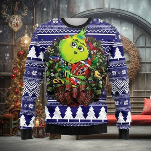 Grinch Hug Baltimore Ravens NFL Ugly Wool Sweater