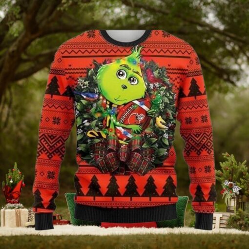 Grinch Hug Cleveland Browns 3D Printed Ugly Christmas Sweater