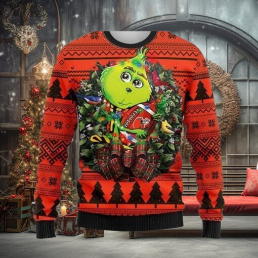 Grinch Hug Cleveland Browns 3D Printed Ugly Christmas Sweater