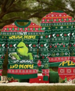 Grinch I Hate Morning People And Mornings And People Knitted Christmas 3D Ugly Wool Sweater