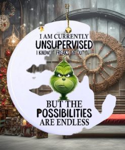 Grinch I am currently unsupervised I know, it freaks me out too but the possibilities are endless Ornament
