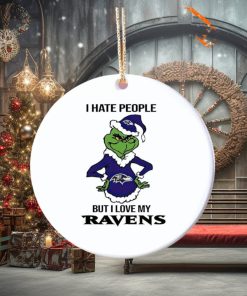 Grinch I hate people but I love my Baltimore Ravens Ornament