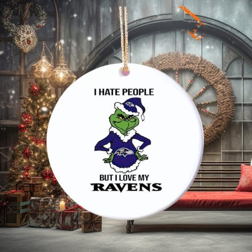 Grinch I hate people but I love my Baltimore Ravens Ornament