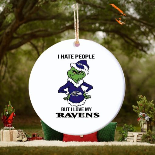 Grinch I hate people but I love my Baltimore Ravens Ornament