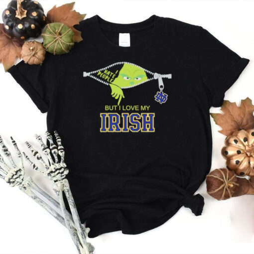 Grinch I hate people but I love my Notre Dame Fighting Irish hoodie, sweater, longsleeve, shirt v-neck, t-shirt