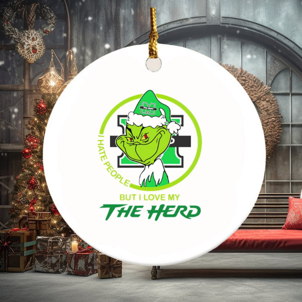 Grinch I hate people but I love my Thundering Herd Christmas ornament Grinch I hate people but I love my Thundering Herd Christmas ornament