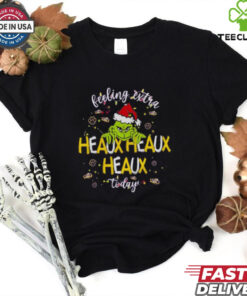 Grinch LSU Tigers Feeling Extra Heaux Heaux Today Christmas 2024 T-shirt with a fun and festive holiday design.