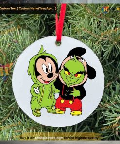 Grinch & Mickey Festive Ceramic Ornament, Grinch Christmas Tree Decor