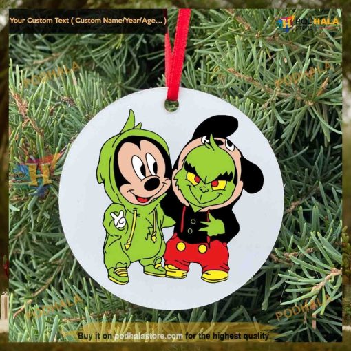 Grinch & Mickey Festive Ceramic Ornament, Grinch Christmas Tree Decor