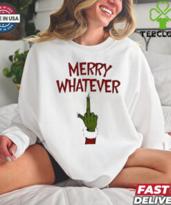Grinch Middle Finger Merry Whatever Christmas shirt
