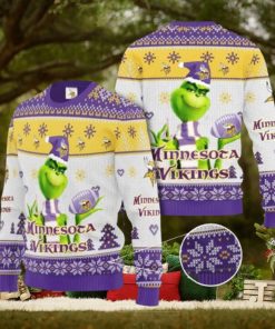Grinch Minnesota Vikings 3D Ugly Christmas Sweater