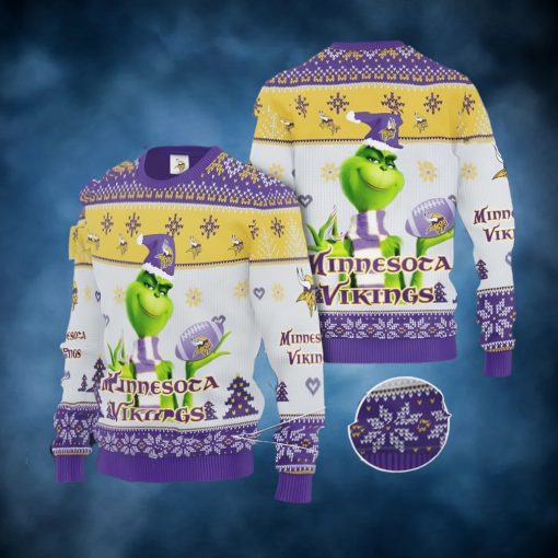 Grinch Minnesota Vikings All Over Print Christmas Ugly Sweater Gift For Fans