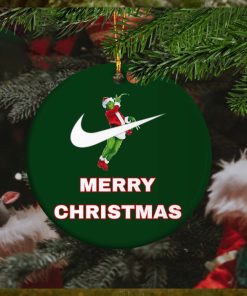 Grinch Nike Brand Jump Man Basketball Merry Christmas Custom Name 2023 Christmas Tree Decorations Ornament