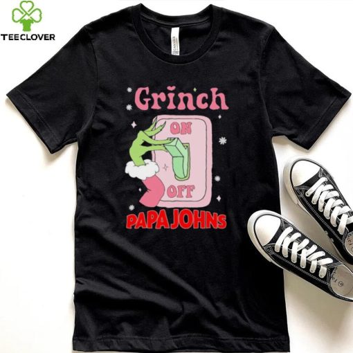 Grinch On Of Papa Johns Logo Merry Christmas Shirt