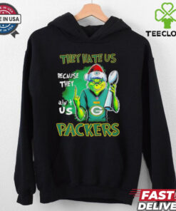 Grinch Packers Super Bowl Christmas They Hate Us Because They Ain't Us Shirt featuring a playful Grinch design and a bold statement celebrating the Green Bay Packers' Super Bowl pride.