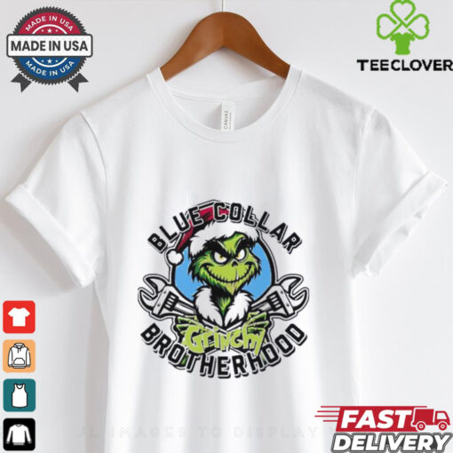 Grinch Santa Blue Collar Grinchy Brotherhood Merry Christmas shirt