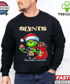 Grinch Santa Christmas gift for fan New Orleans Saints shirt