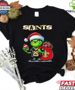 Grinch Santa Christmas gift for fan New Orleans Saints shirt