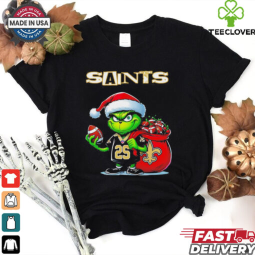 Grinch Santa Christmas gift for fan New Orleans Saints shirt