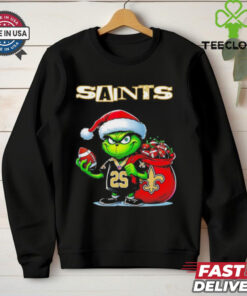 Grinch Santa Christmas gift for fan New Orleans Saints shirt