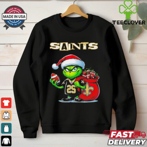 Grinch Santa Christmas gift for fan New Orleans Saints shirt
